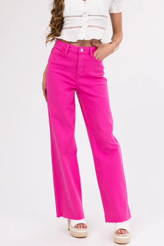 Judy Blue Magenta 90's Straight Leg Jeans sold by Lime Lush