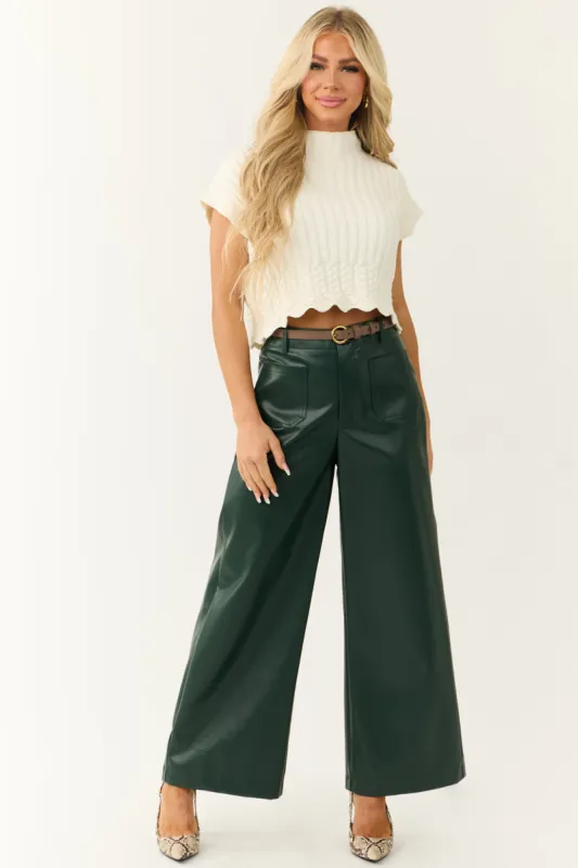 Forest Green Faux Leather Wide Leg Pants sold by Lime Lush