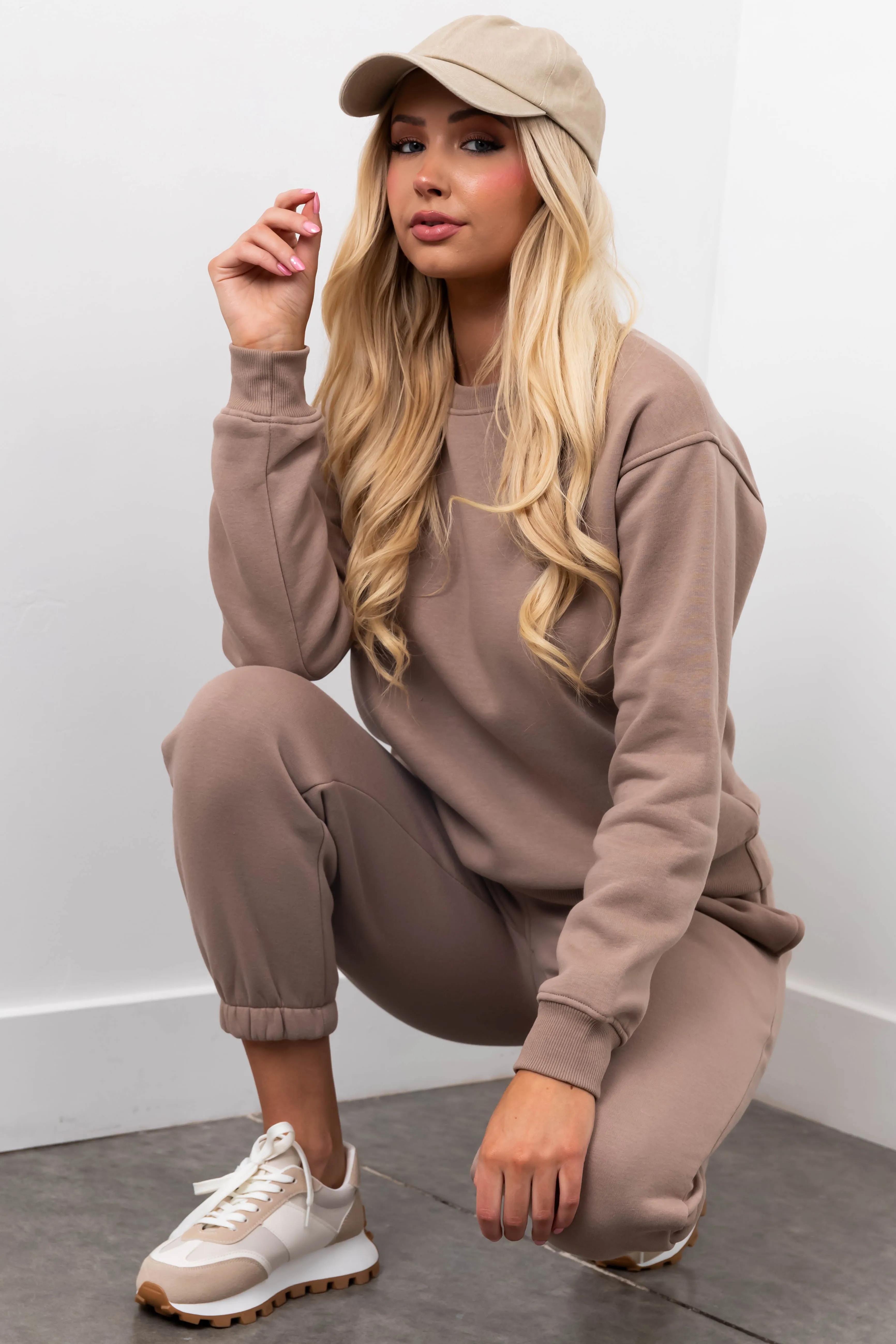 Coffee Cotton Fleece Crew Neck Sweatshirt sold by Lime Lush product image thumbnail 5