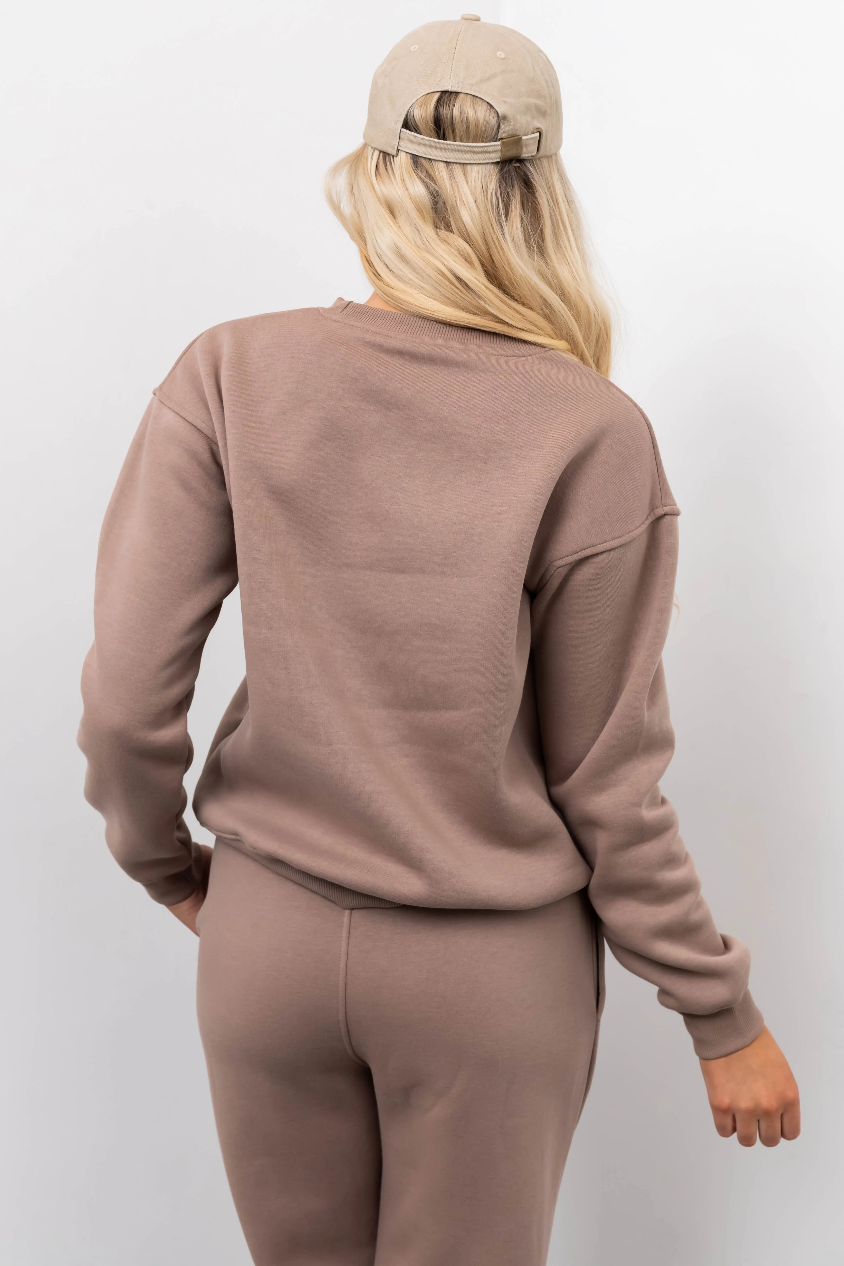 Coffee Cotton Fleece Crew Neck Sweatshirt sold by Lime Lush product image thumbnail 4