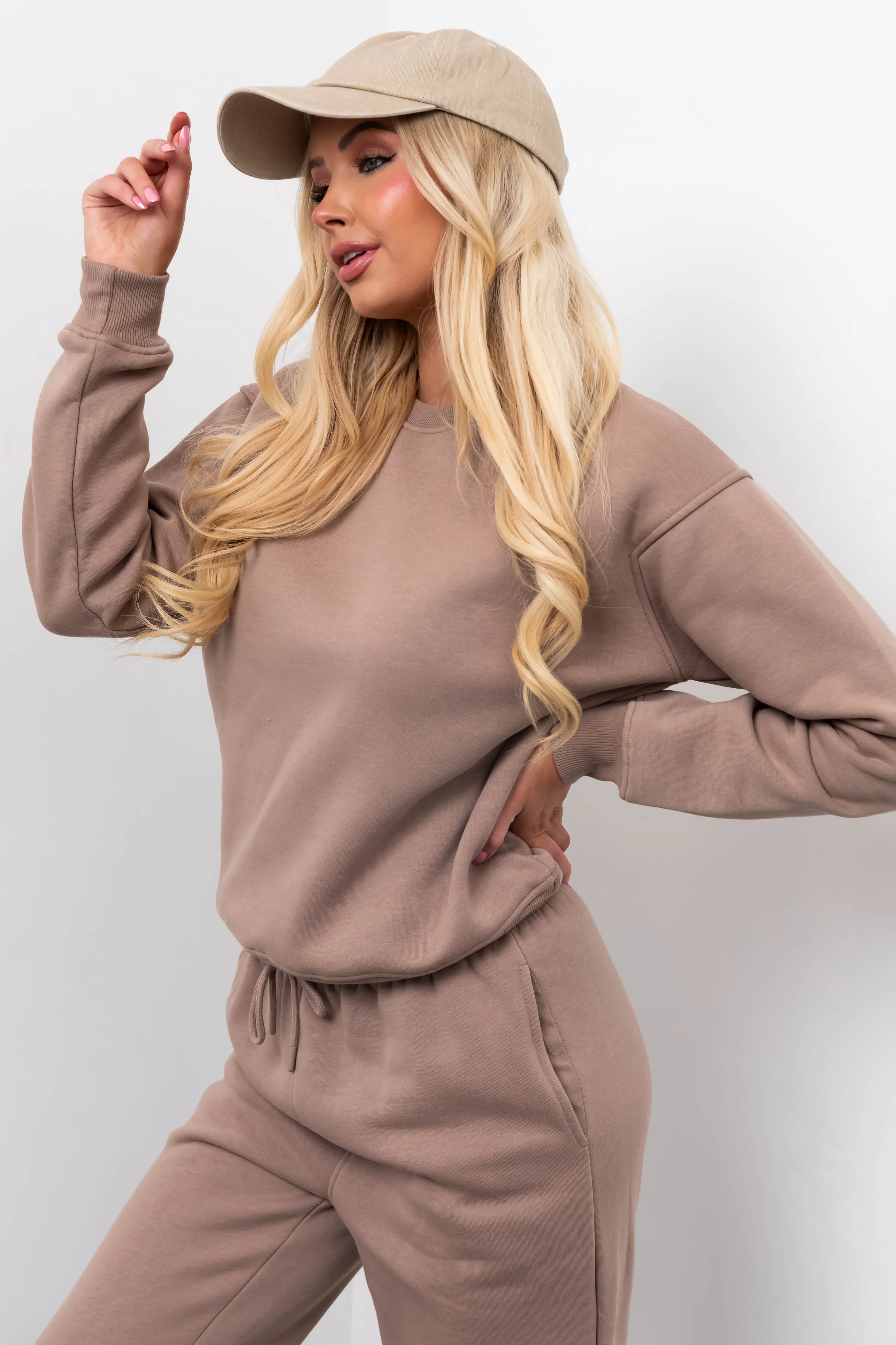Coffee Cotton Fleece Crew Neck Sweatshirt sold by Lime Lush product image thumbnail 3