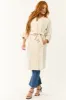 Sand Long Sleeve Belted Collared Trench Coat sold by Lime Lush