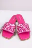 Hot Pink Aztec Band Square Toe Slide Sandals sold by Lime Lush