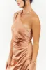 Pale Sandstone One Shoulder Satin Midi Dress sold by Lime Lush