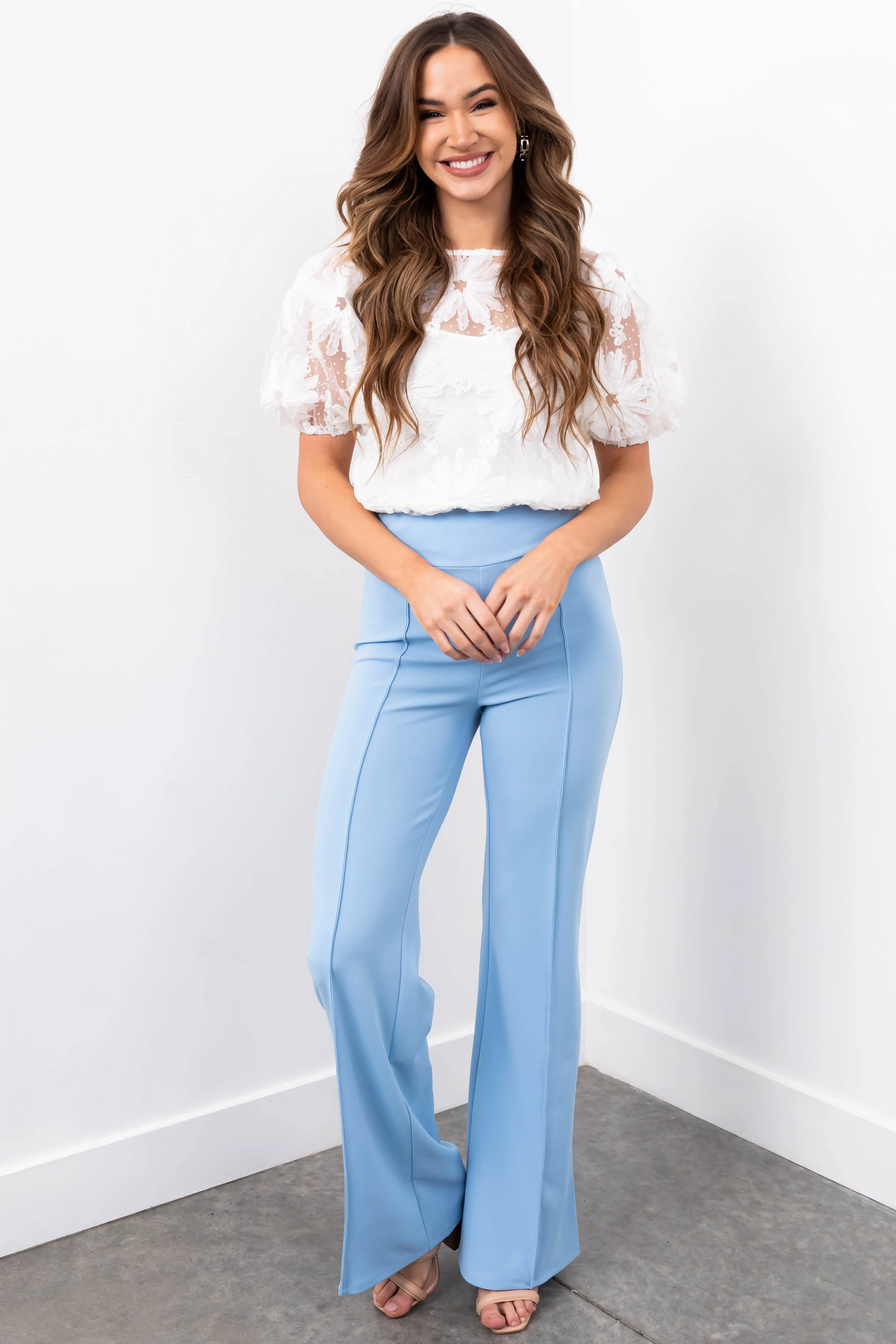 Sky Vertical Seam Wide Leg Pants sold by Lime Lush product image thumbnail 4