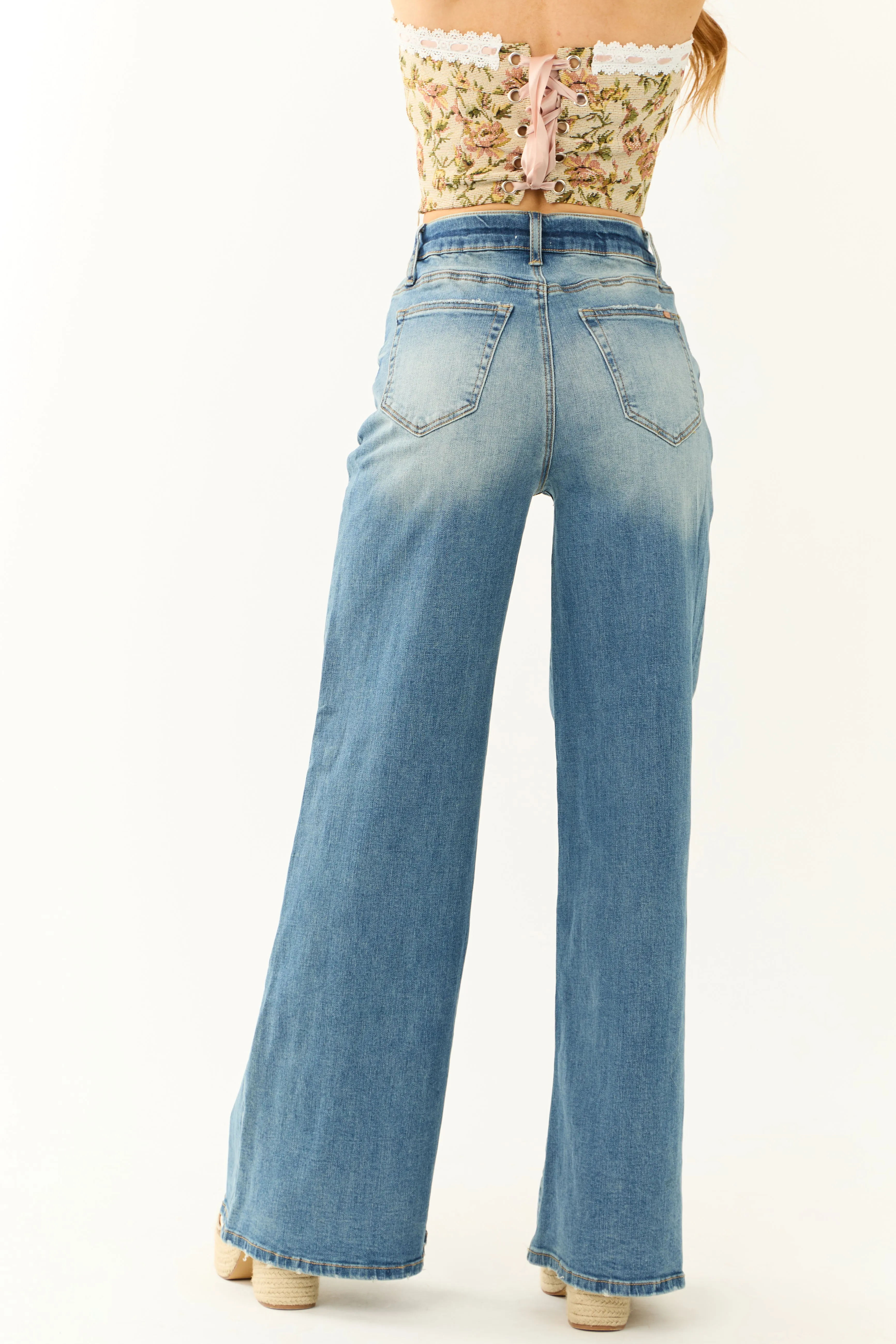 Special A Medium Wash High Rise Super Wide Leg Jeans sold by Lime Lush product image thumbnail 5