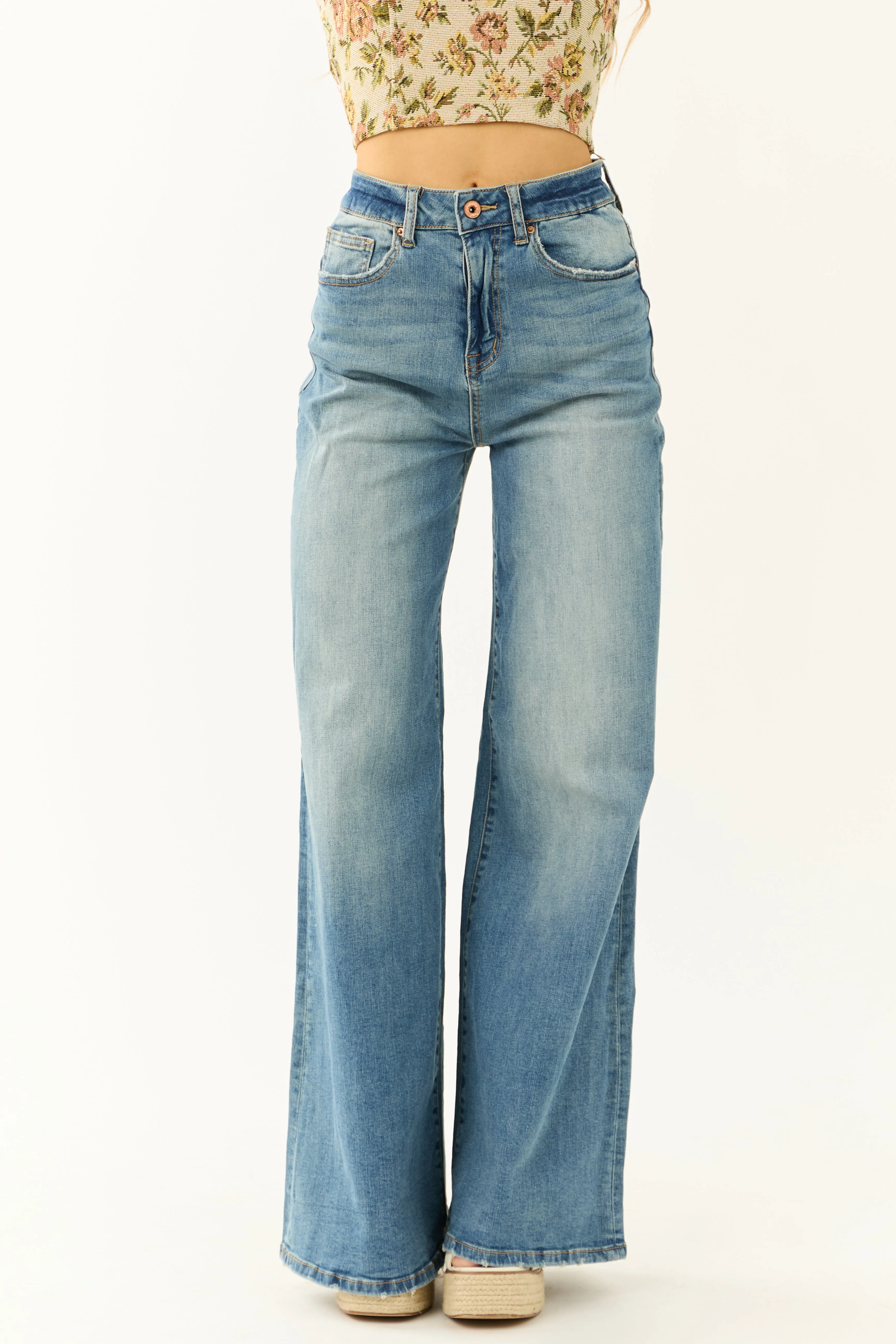 Special A Medium Wash High Rise Super Wide Leg Jeans sold by Lime Lush product image thumbnail 2