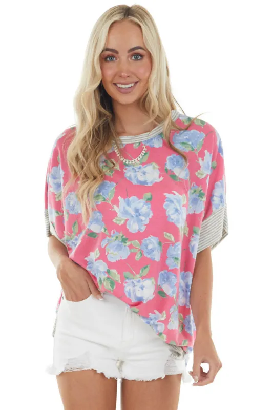 Watermelon Floral Print Short Sleeve Knit Top sold by Lime Lush