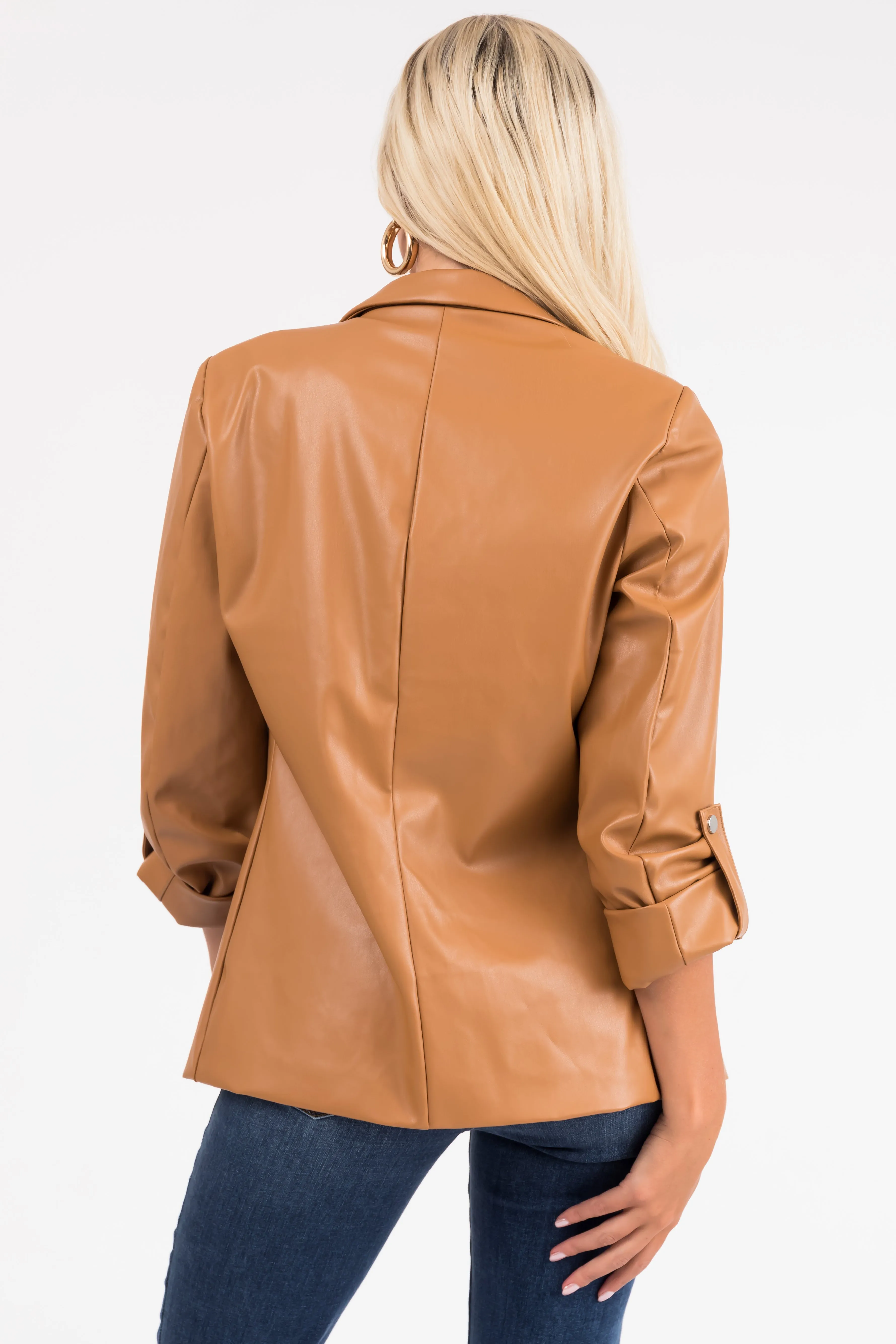 Brown Sugar Roll Up Sleeve Collared Blazer sold by Lime Lush product image thumbnail 5