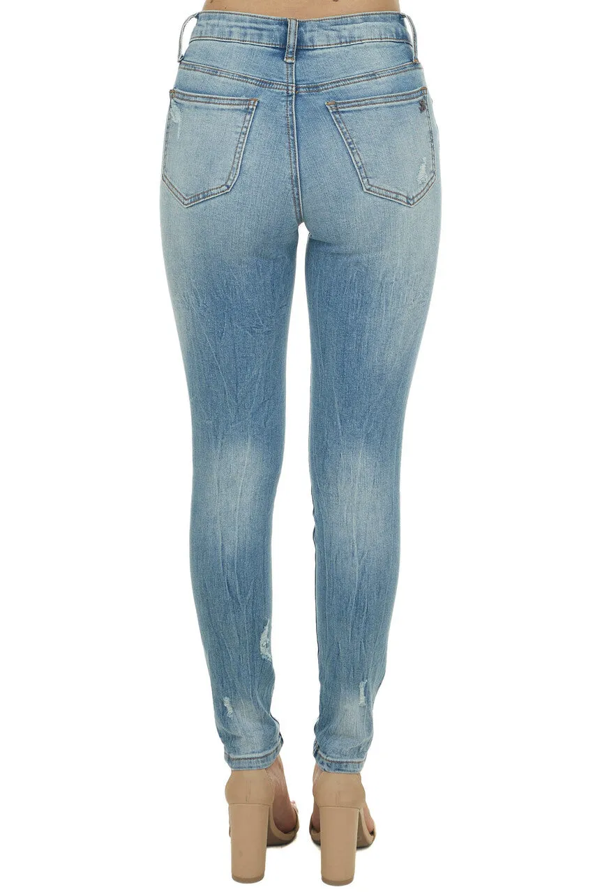 Special A Medium Wash Distressed High Rise Skinny Jeans sold by Lime Lush product image thumbnail 3