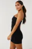 Black One Shoulder Ruched Bodycon Mini Dress sold by Lime Lush