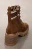 Sepia Faux Suede Lace Up Lug Sole Booties sold by Lime Lush