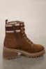 Sepia Faux Suede Lace Up Lug Sole Booties sold by Lime Lush