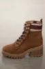 Sepia Faux Suede Lace Up Lug Sole Booties sold by Lime Lush