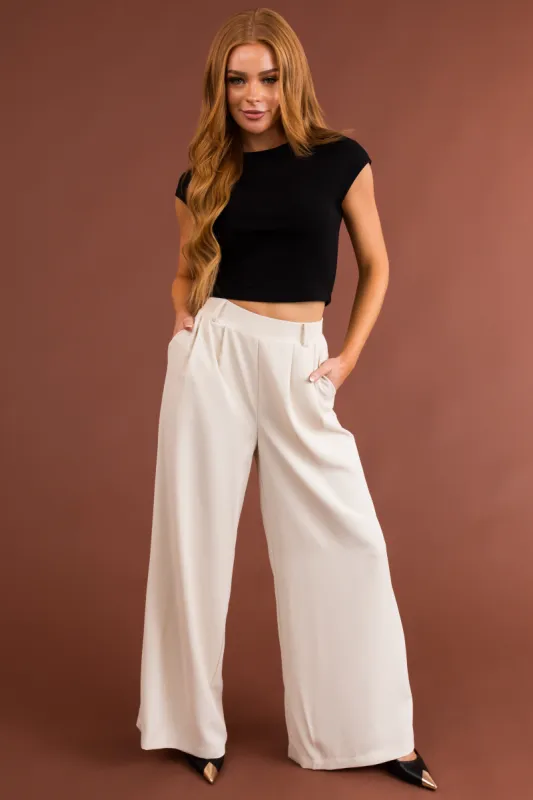 Vanilla Elastic Waist Wide Leg Dress Pants sold by Lime Lush