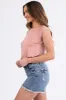 Dusty Blush Cap Sleeve Knit Cropped Top sold by Lime Lush