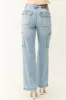 Judy Blue Light Wash Wide Leg Cargo Jeans sold by Lime Lush