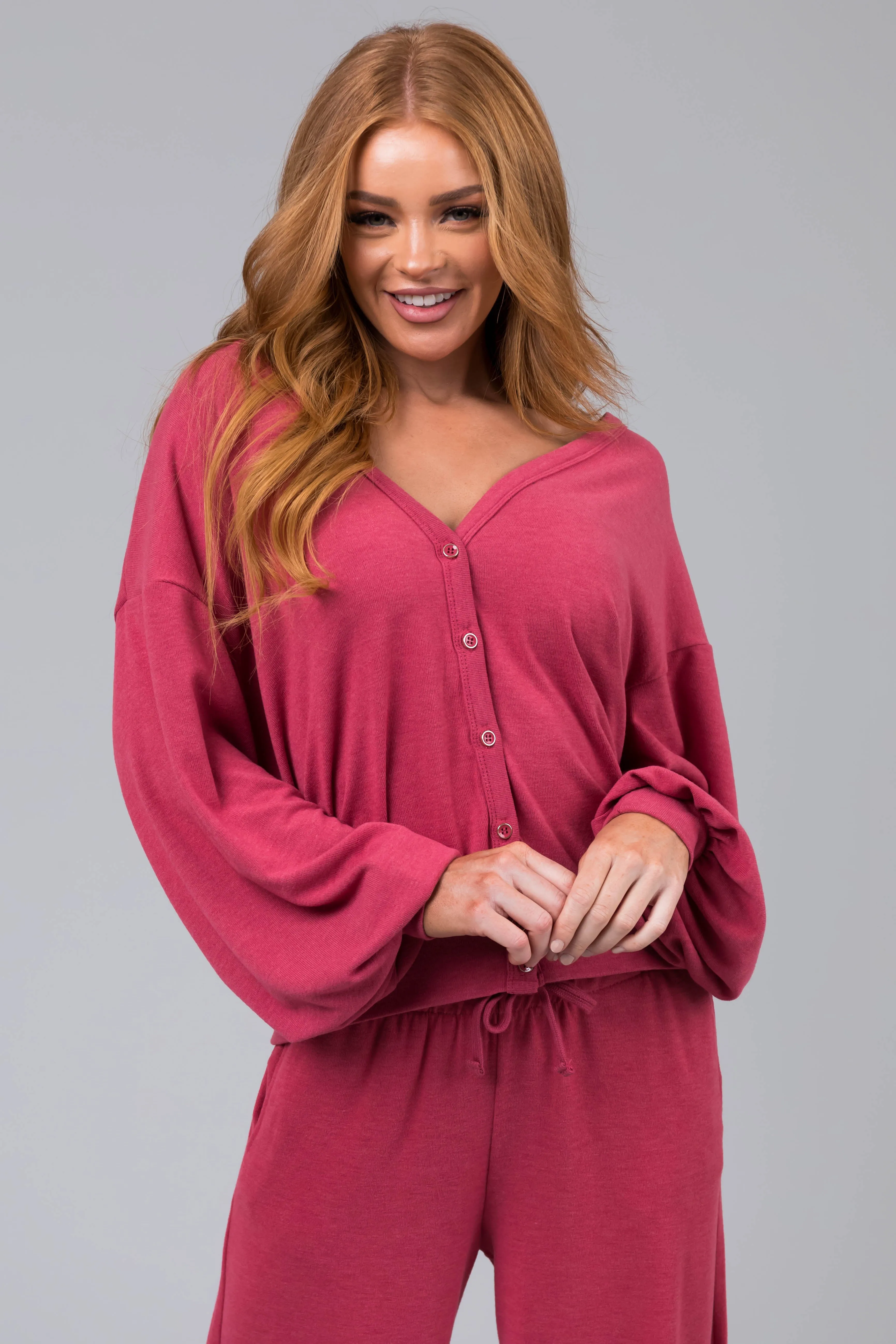 Muted Watermelon Soft Button Up Cardigan sold by Lime Lush