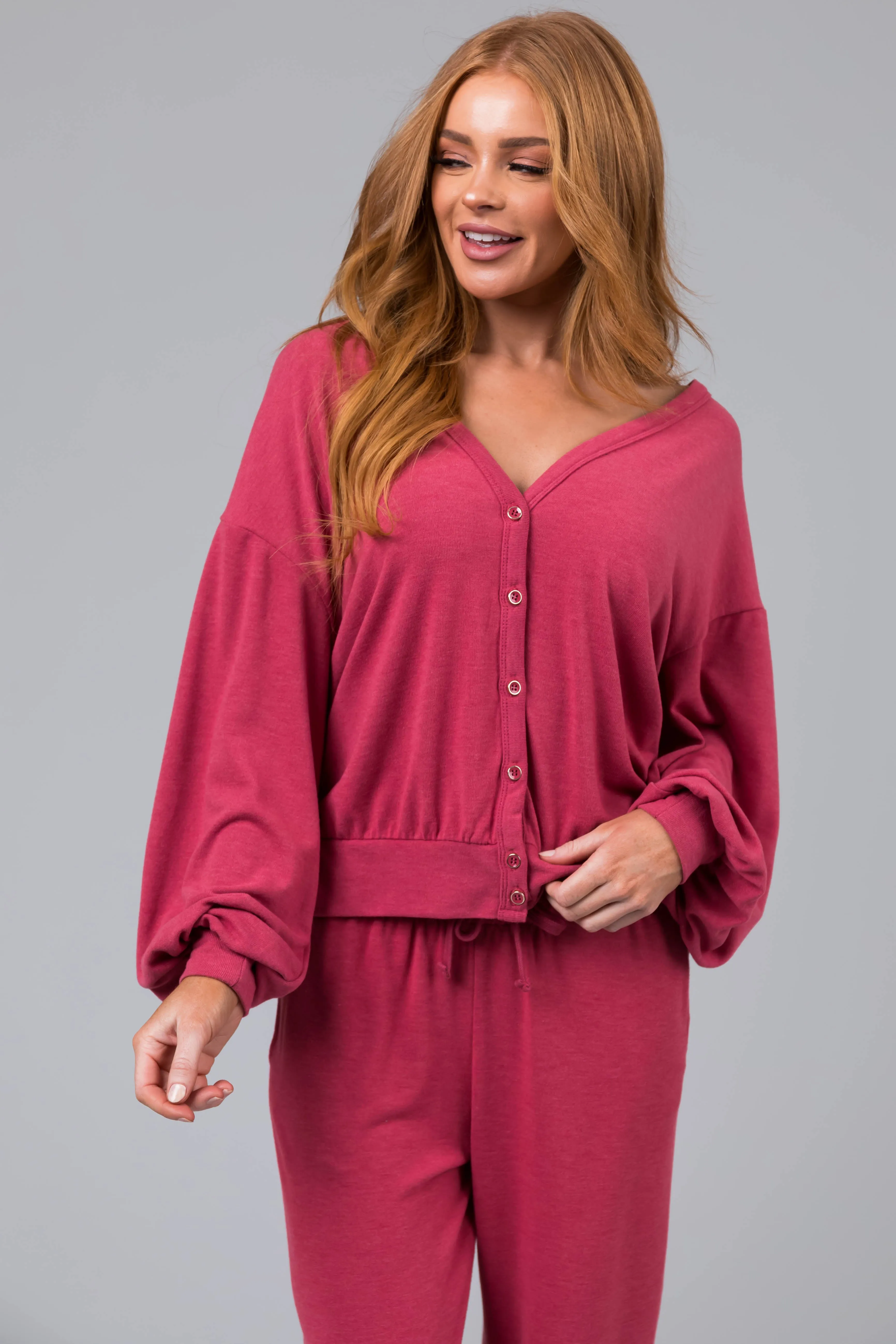 Muted Watermelon Soft Button Up Cardigan sold by Lime Lush product image thumbnail 2