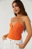 Orange Strapless Deep V Neck Bodysuit sold by Lime Lush