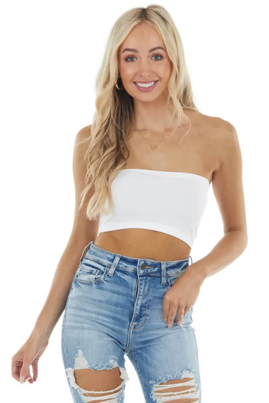 White Seamless Stretchy Bandeau Undergarment sold by Lime Lush