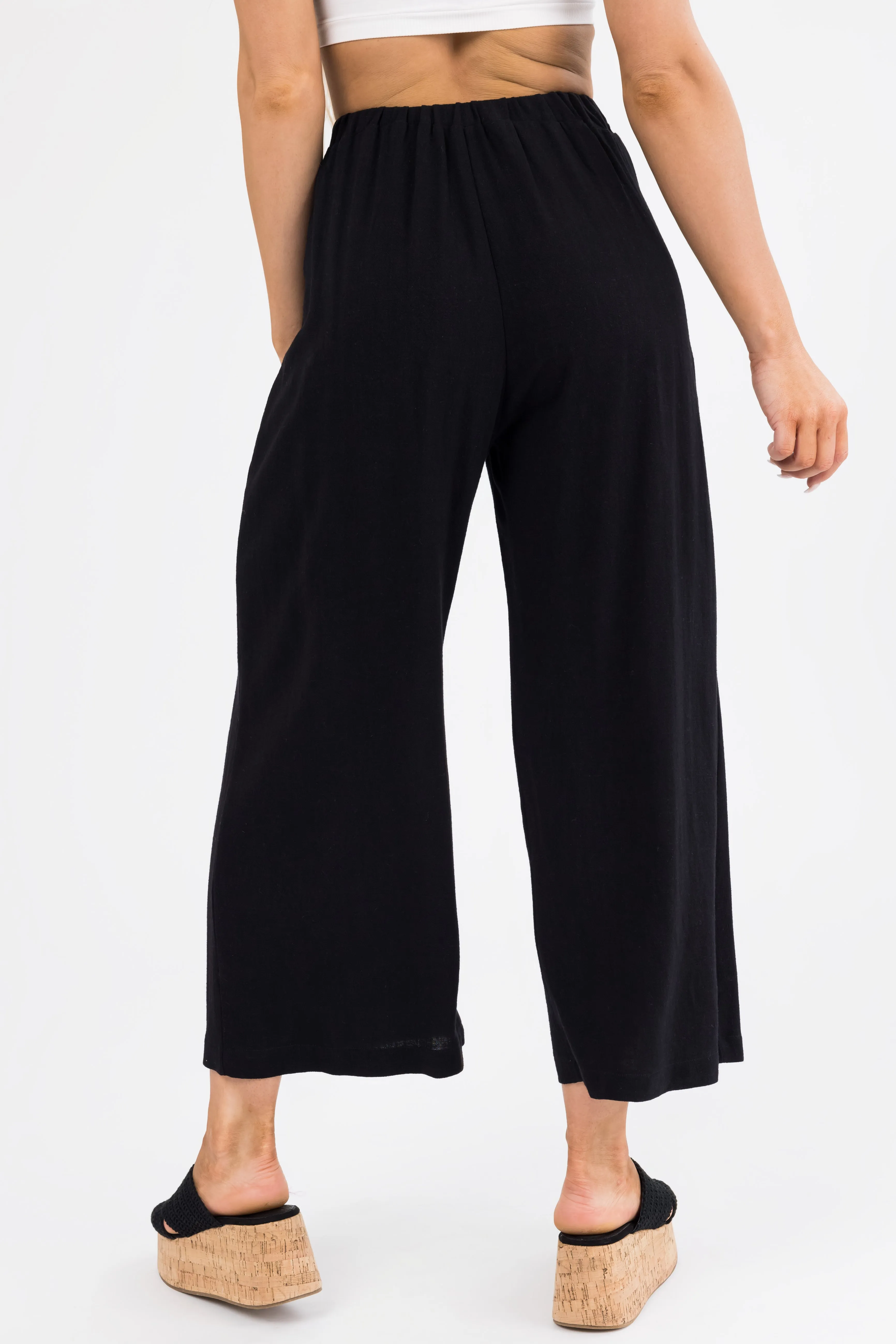 Black Pleated Cropped Palazzo Pants sold by Lime Lush product image thumbnail 4