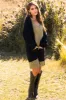 Black Textured Sleeve Open Chenille Cardigan sold by Lime Lush