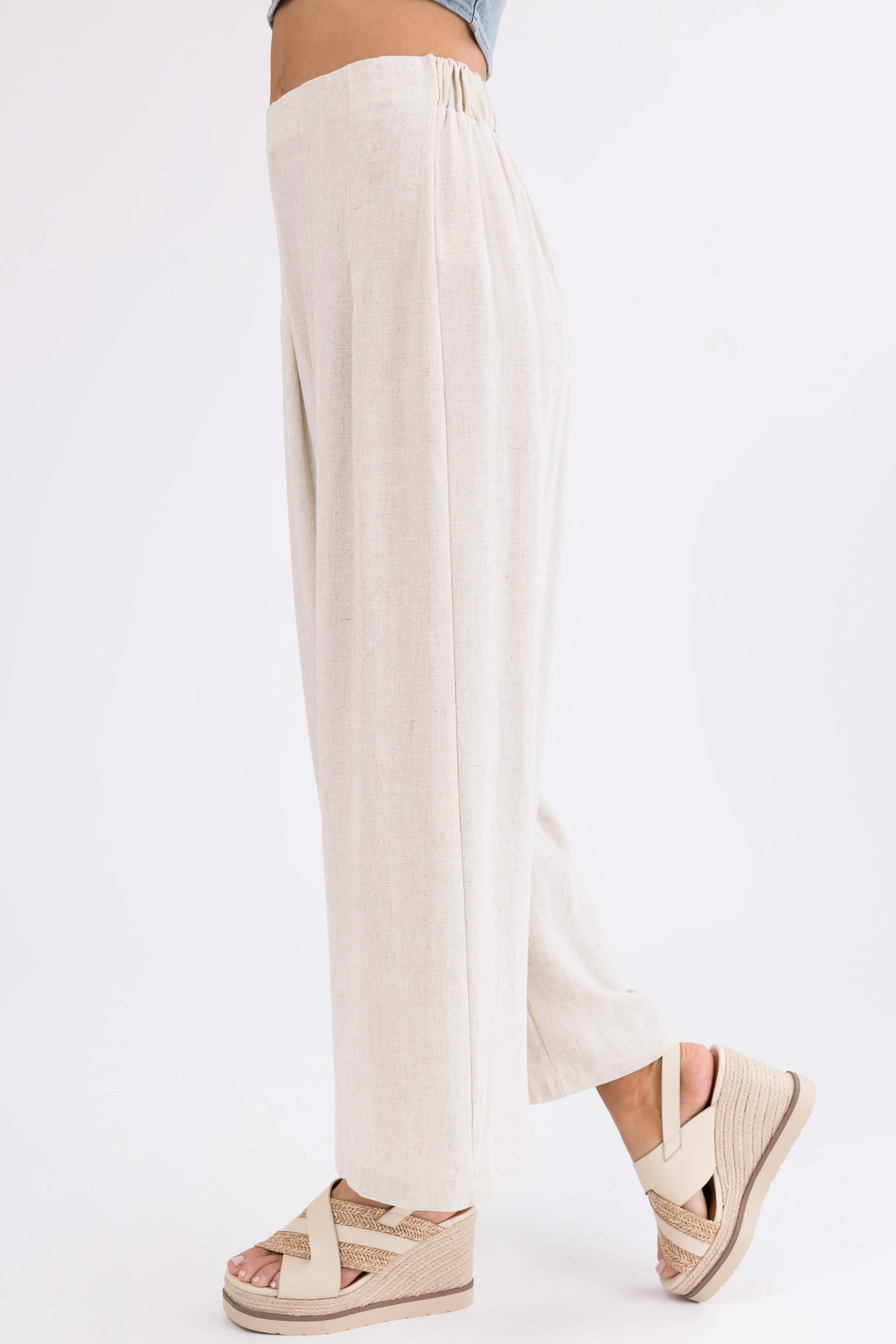 Coconut Pleated Cropped Palazzo Pants sold by Lime Lush product image thumbnail 3