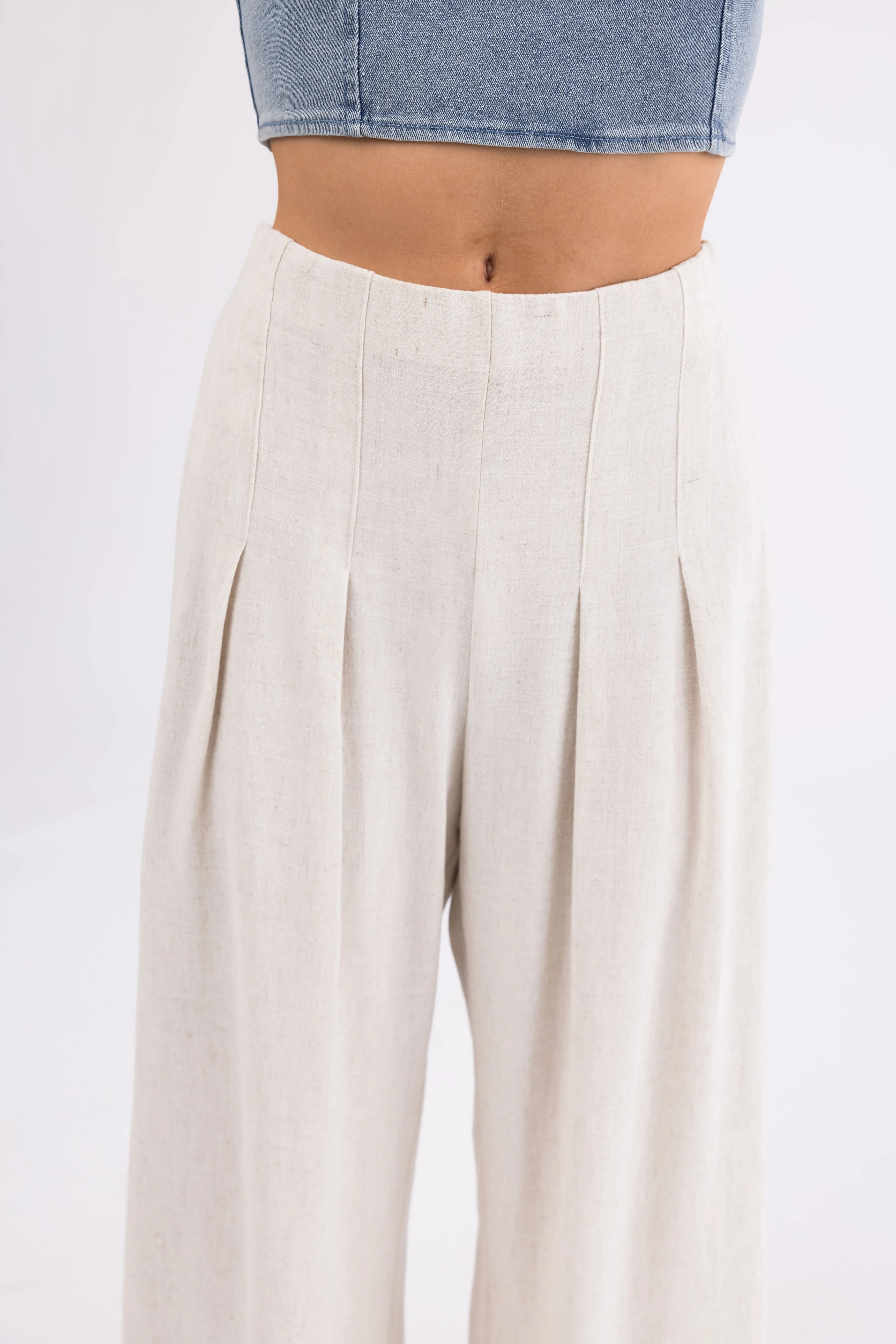 Coconut Pleated Cropped Palazzo Pants sold by Lime Lush product image thumbnail 5