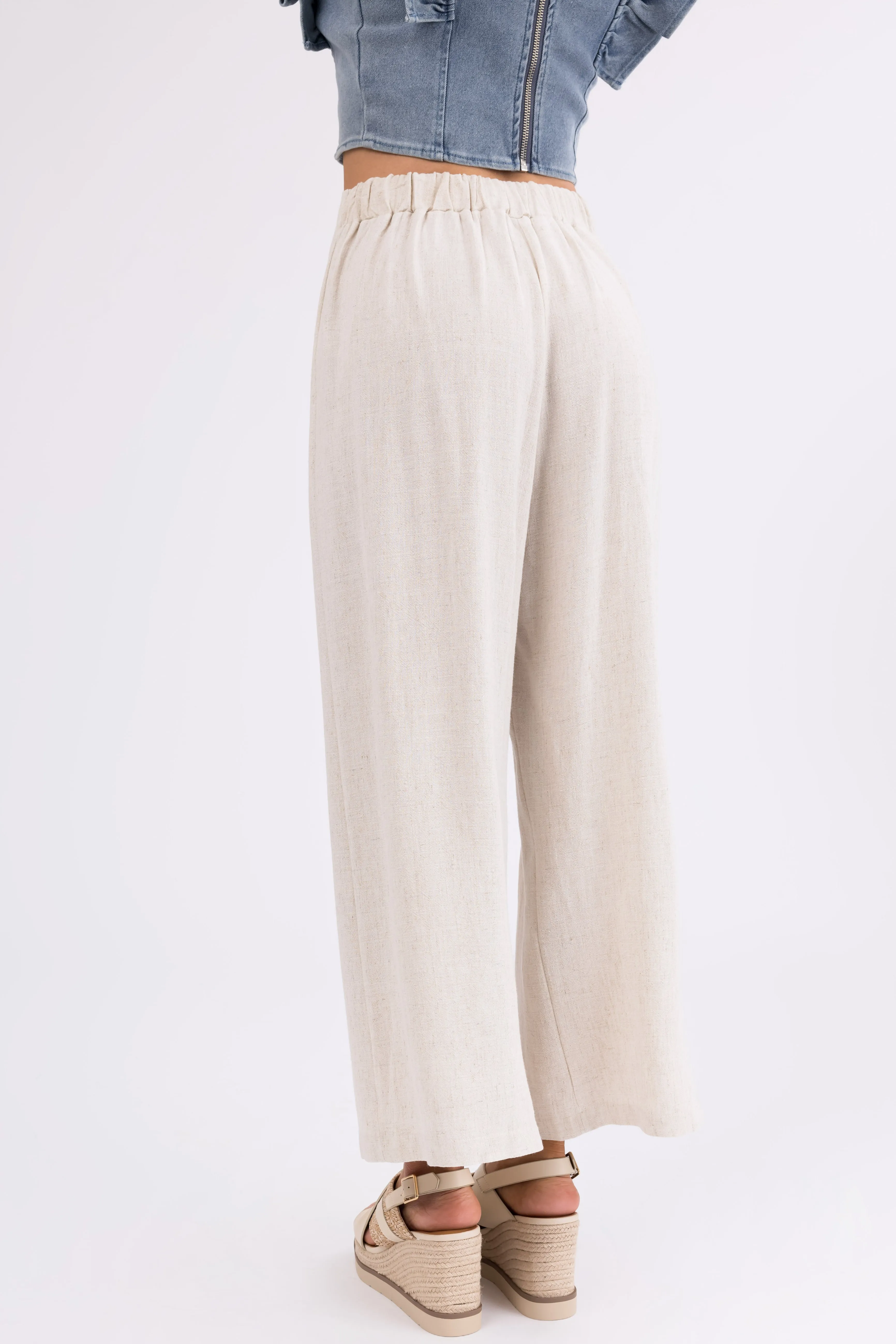 Coconut Pleated Cropped Palazzo Pants sold by Lime Lush product image thumbnail 4