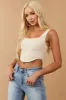 Champagne Ribbed Knit Cropped Corset Tank Top sold by Lime Lush