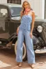 Medium Wash Denim Strapless Jumpsuit sold by Lime Lush