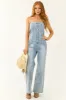 Medium Wash Denim Strapless Jumpsuit sold by Lime Lush
