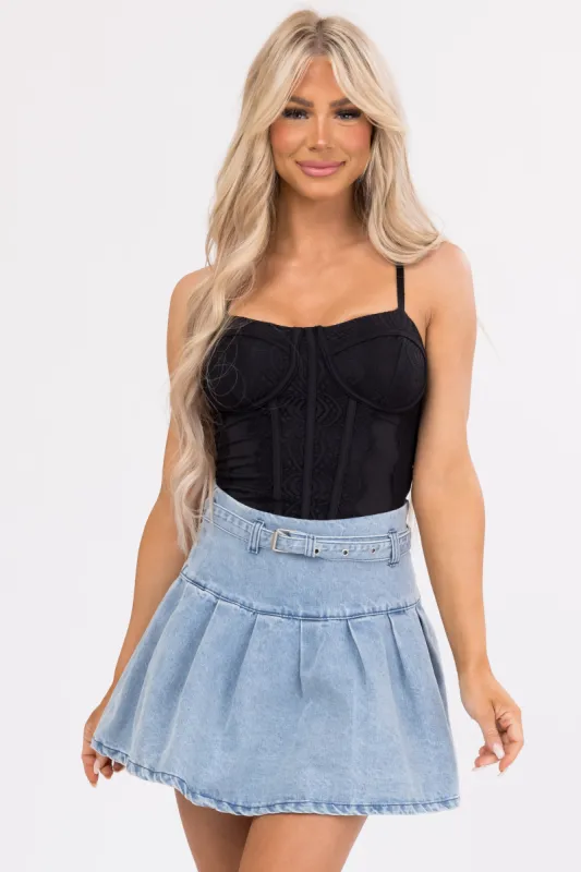 Black Sleeveless Lace Corset Crop Top sold by Lime Lush