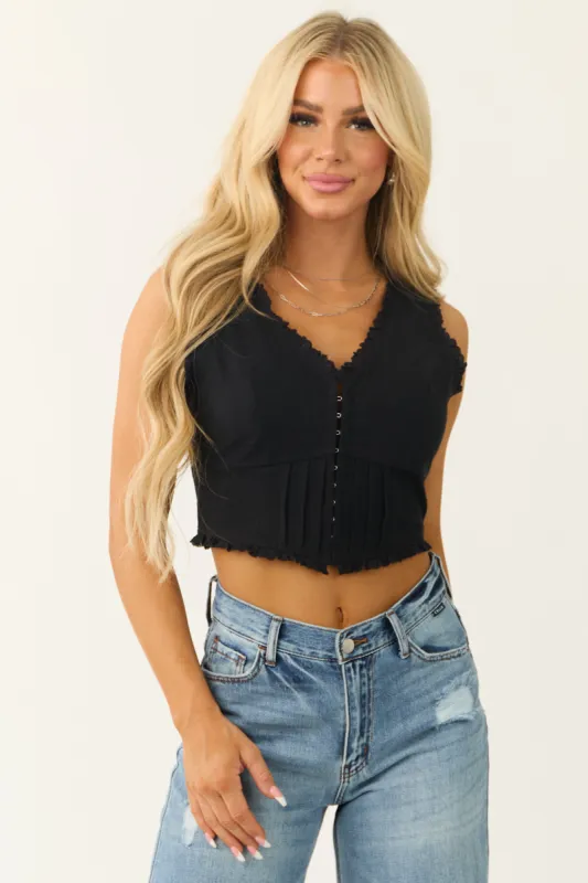 Black Corset Style Sleeveless Crop Top sold by Lime Lush