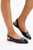 Black Pointed Toe Rhinestone Bow Flat Shoes sold by Lime Lush