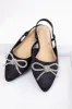 Black Pointed Toe Rhinestone Bow Flat Shoes sold by Lime Lush