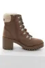 Taupe Faux Suede Lace Up Heeled Lug Booties sold by Lime Lush