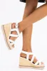 White Strappy Jute Braided Platform Wedges sold by Lime Lush