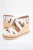 White Strappy Jute Braided Platform Wedges sold by Lime Lush