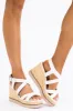 White Strappy Jute Braided Platform Wedges sold by Lime Lush