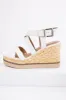 White Strappy Jute Braided Platform Wedges sold by Lime Lush