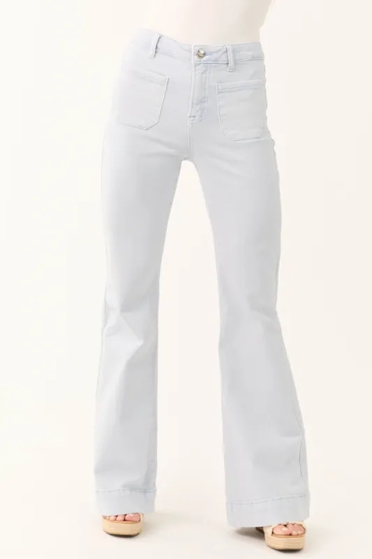 Risen Sky Blue Bell Bottom Front Pocket Jeans made by Risen