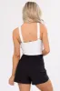 White and Black Ruffle Flower Detail Bodysuit sold by Lime Lush