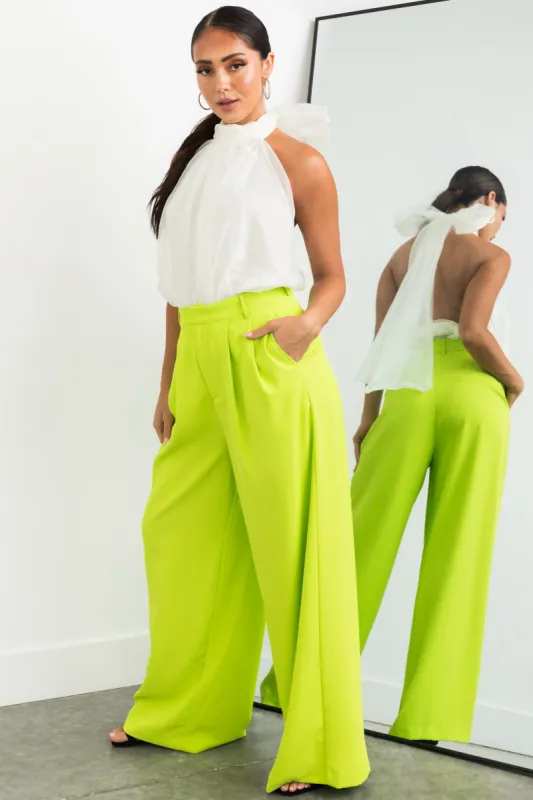 Flying Tomato Lime High Waisted Wide Leg Woven Pants sold by Lime Lush