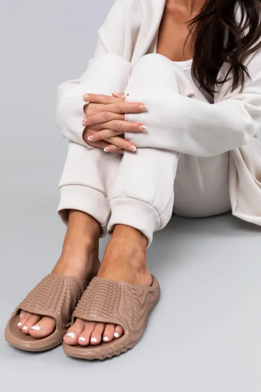 Mocha Ripple Texture Foam Slide Sandals sold by Lime Lush