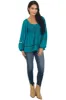 Teal Smocked Bust Lace Detailed Blouse sold by Lime Lush