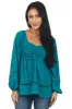 Teal Smocked Bust Lace Detailed Blouse sold by Lime Lush