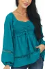 Teal Smocked Bust Lace Detailed Blouse sold by Lime Lush
