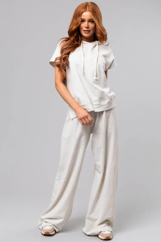 Coconut Short Sleeve Hooded Lounge Set sold by Lime Lush